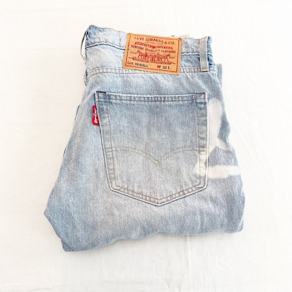 Levi's Big E Hi-Ball Camouflage Distressed Denim Jeans Light Wash Size 32